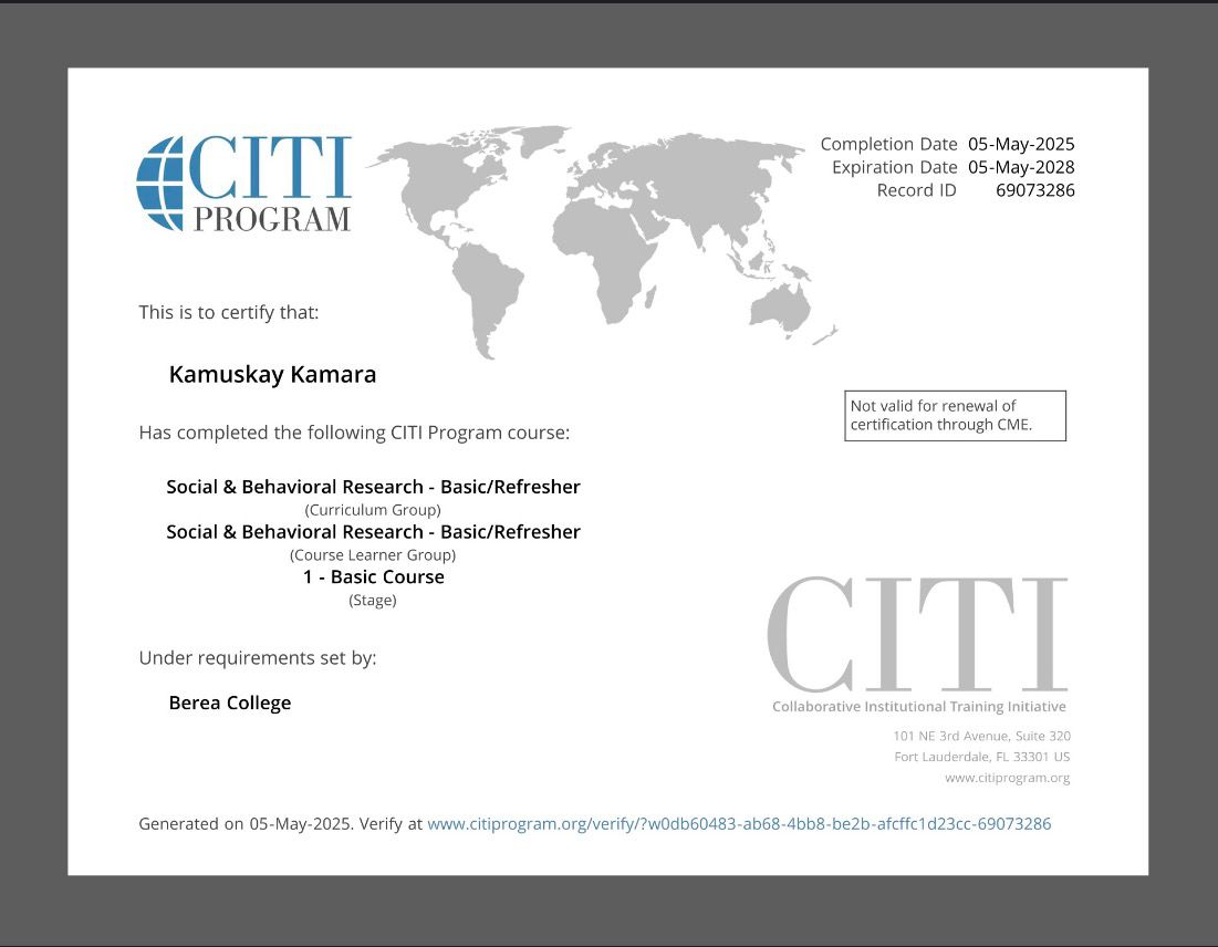 Award certificate
